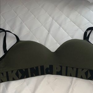 PINK Lightly Lined Olive Green Bra